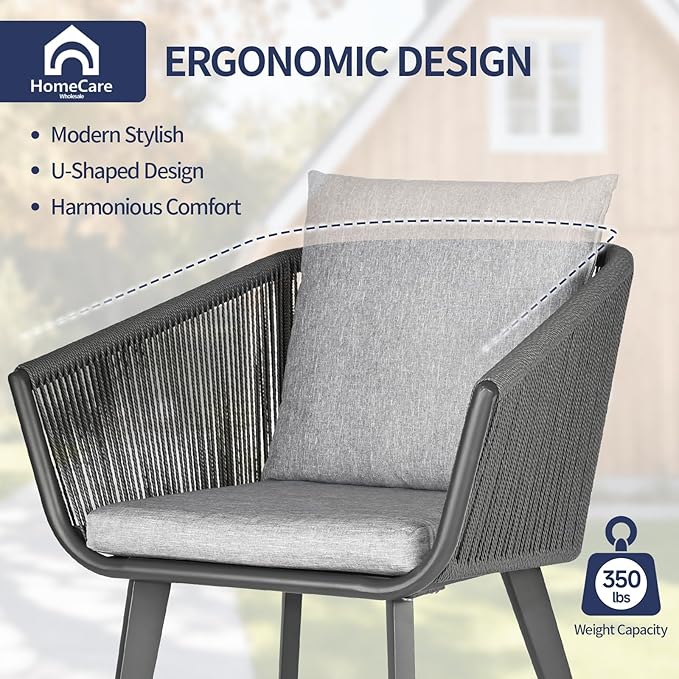 9 Pieces Patio Dining Set for 8 - All Weather Outdoor Dining Sets, All in One Outdoor Table and Chairs, Wicker Outdoor Patio Furniture Sets with Cushions and Pillows, Grey
