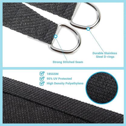 AsterOutdoor Sun Shade Sail Rectangle 10' x 13' UV Block Canopy - Image 3