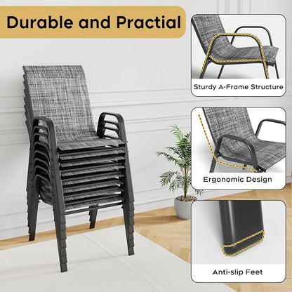 Patio Dining Chairs Set of 8, Outdoor Stackable Dining Chairs - Image 8