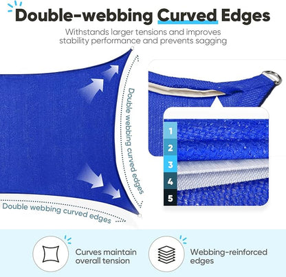 Quictent Sun Shade Sail for Patio w/Hardware Kit 185GSM 24x24ft Blue | Square - Image 6