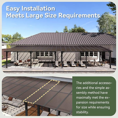 Aoxun 42’x10’ Gazebo with Aluminum Frame & Polycarbonate Panel, Outdoor Patio - Image 8