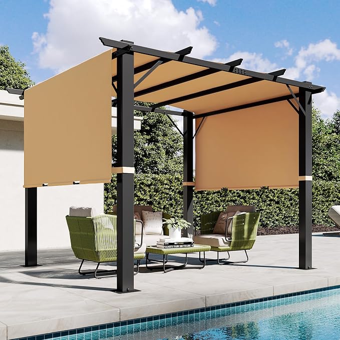 Aoxun 10'x10' Outdoor Retractable Pergola by Aoxun