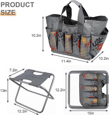 Folding Gardening Stool with Detachable Storage Tote Bag, Gardening Tools Set - Image 3