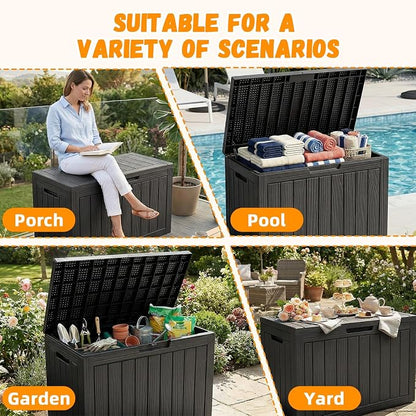 60 Gal Outdoor Storage Box Waterproof Lockable Resin Deck Box | Patio Furniture - Image 5