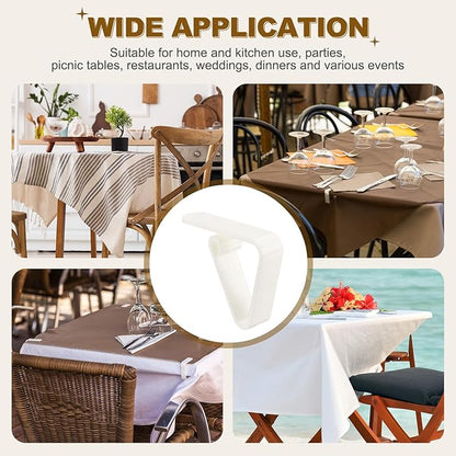 uxcell 16 Pack Plastic Tablecloth Clips, Table Cloth Cover Clamps Windproof Holder Clips 2.17" x 1.69" for Home Party Picnic Wedding Camping Dining Tables, White
