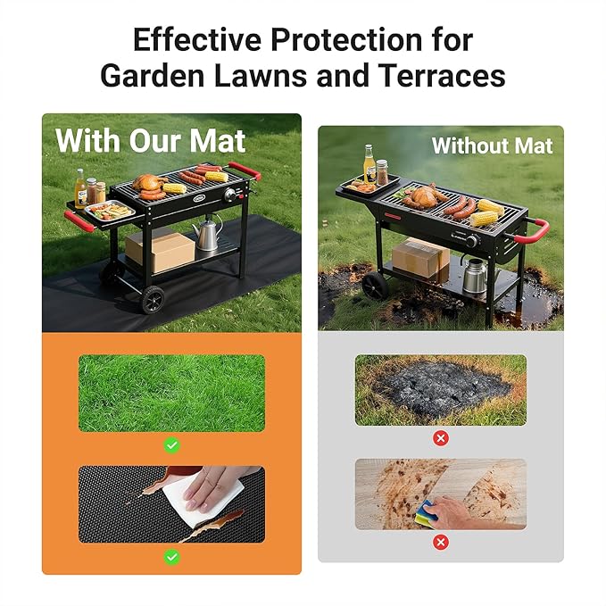 Lancryen 2025 Thickened 40 x 60 inch Under Grill Mat for Outdoor and Indoor, Double-Sided Fireproof Grill Pad, Indoor Fireplace/Fire Pit Mat, Oil-Proof Waterproof BBQ Protector for Decks and Patios