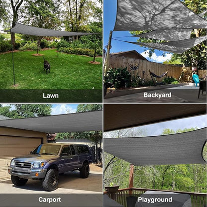 Sun Shade Sail 10' x 16' Dark Grey Rectangle Outdoor Canopy Cover | Outdoor sun - Image 8