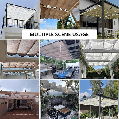 Sun Shade Sail Retractable Wave Waterproof 10' x 7' Shade Cloth Waterproof - Image 8