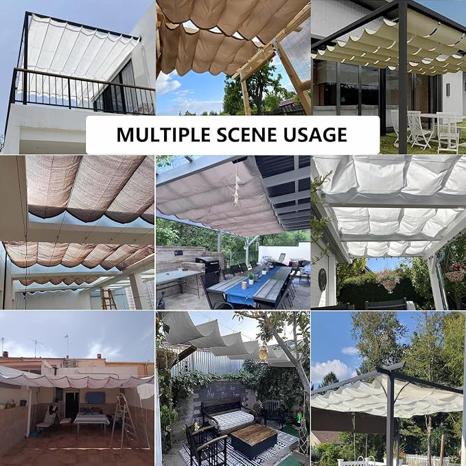 Retractable Waterproof Wave Sun Shade Canopy Pergola Cover Shade Sail Awning 5' - Image 7