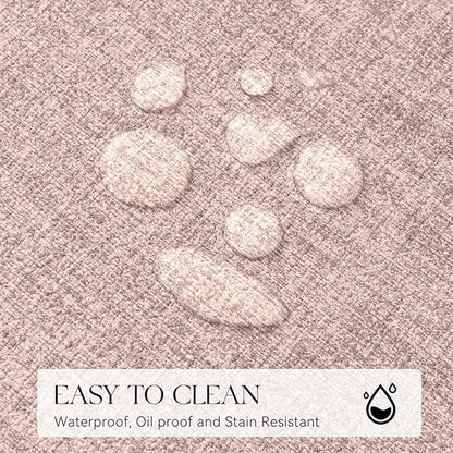 MOSAYT Faux Leather Placemats Set of 6, Heat Resistant Vinyl Place Mats with Coasters, Wipeable Washable Waterproof Oil Proof Table Mats for Kitchen Dining Indoor Outdoor, 12" x 17", Pink