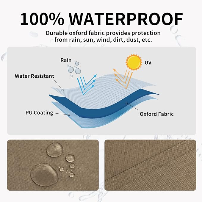 Easy-Going 100% Waterproof Outdoor Curtains 54x84 inch, Sand | Windproof - Image 2