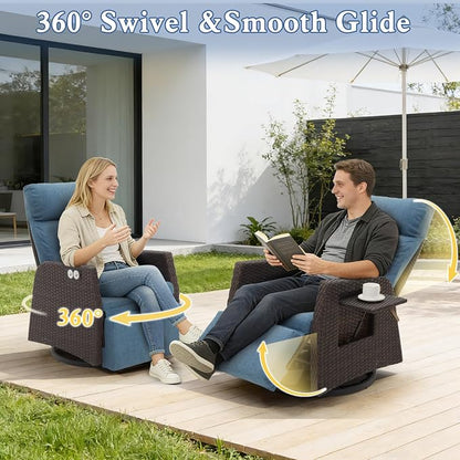 Patio Swivel Rattan Recliner - Image 3
