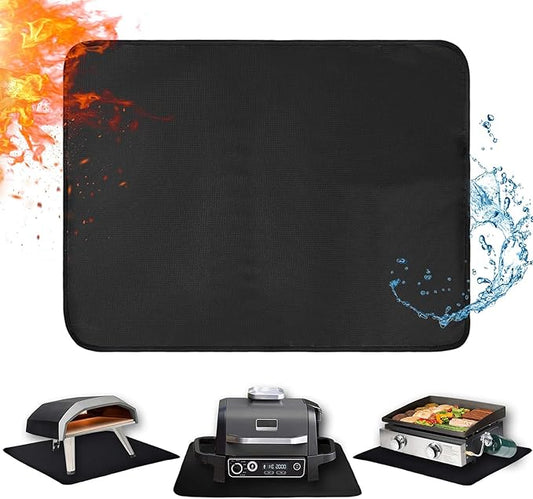 25 x 19.5in Heat Resistant Grill Mats for Outdoor Grill to Protect Your Prep Table and Outdoor Grill Table - Fire Proof & Water Proof & Oil Proof BBQ Mat - Black (1mm)