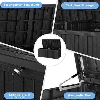 Outdoor Storage Box, 200 Gallon Resin Deck Boxes Outdoor Waterproof - Image 5