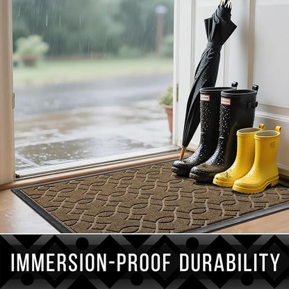 Yimobra Outdoor Mats for Front Door 29.5x17, All-Season Waterproof Doormat Outdoor Entrance, Heavy Duty Non-Slip Outside Door Mat for Garage Patio Proch Entryway Indoor, Brown