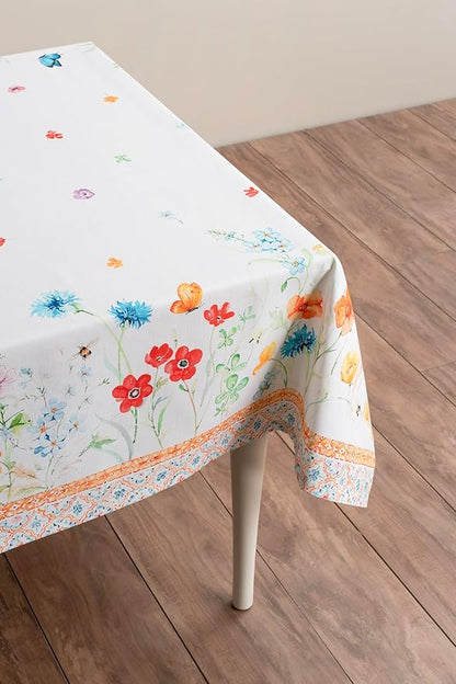 Maison d' Hermine Table Cloth Rectangle Table 100% Cotton 70 x 140 Inches Tablecloth Reusable Decorative for Dining Room, Farmhouse, Home, Party, Festive & Wedding Spring Summer - Summer Whisper