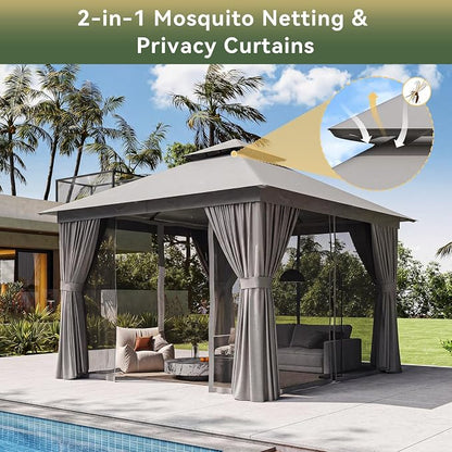 10'x10' Gazebo, Metal Frame Canopy - Image 3
