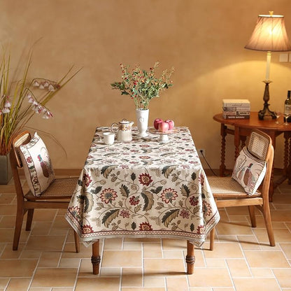 ISAENNE Designer Provence Floral Small Rectangular Tablecloth,Linen Colorful Washable Indoor Table Cloth,Durable Decor Tablecloths for Dining Thanksgiving Kitchen Christmas,55"*71"-Ratina
