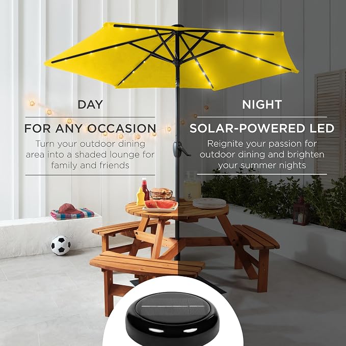 Best Choice Products 7.5ft Solar Umbrella LED Lighted Patio Umbrella, Table - Image 3