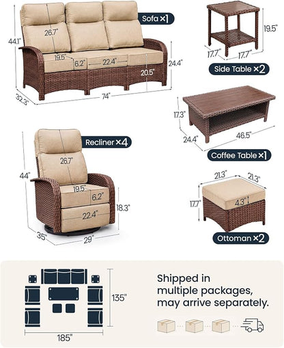 Resort-Grade Recliners Patio Furniture, 6.2" Ultra Thick Cushions | Heavy Duty - Image 2