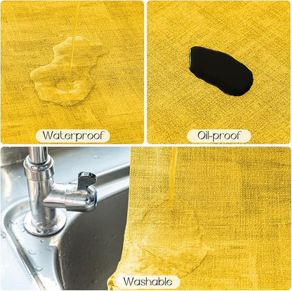 Romanstile Reversible Vinyl Placemats Set of 6, Faux Leather 100% Waterproof Oil-Proof Wipeable Place Mats, Heat Resistant Dual Sided Table Mats for Kitchen/Dining/Party (Grey Yellow, 12 x 17 Inch)