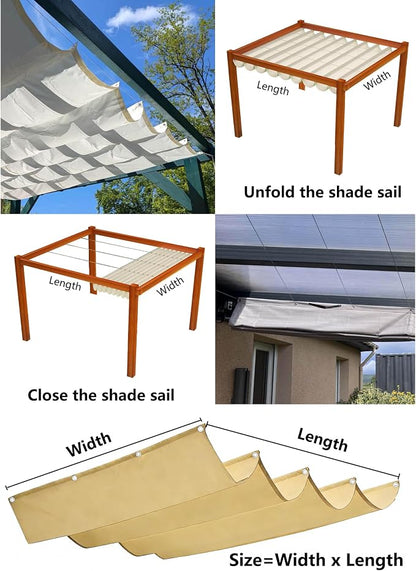 Retractable Sun Shade Sail 16' x 17' Waterproof Wave Pergola Shade Cover - Image 5