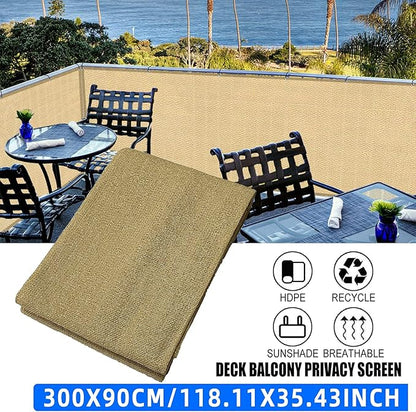 3'x10'Balcony Privacy Screen Cover Fence Cover UV Protection Weatherproof Windscreen Heavy Duty for Patio, Backyard,Sand