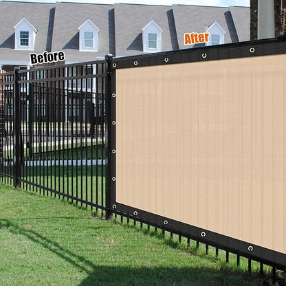 AYOHA 4' x 17' Privacy Fence Screen Fabric Mesh Shade Net Cover, Heavy Duty 160 GSM Privacy Barrier for Chain Link Fence, 90% Privacy Blockage, Excellent Airflow, Cable Zip Ties Included, Beige