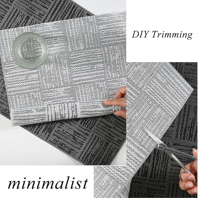 Black Placemats Set of 4, Plastic Vinyl 18" x 12" Place Mats for Dinner Table, No-Slip Wipeable Table Mats Daily Use Patio Kitchen Decoration