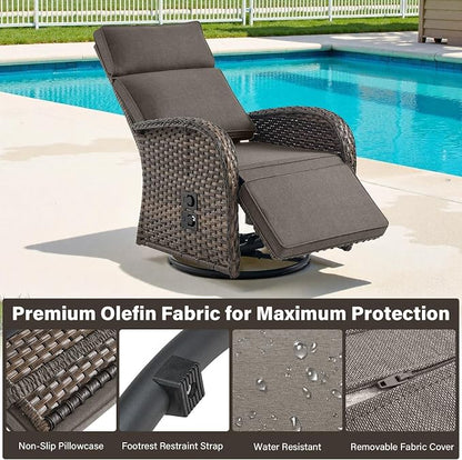 Dual-Adjust Outdoor Swivel Recliner Chair – Wicker Reclining Patio Chair - Image 5