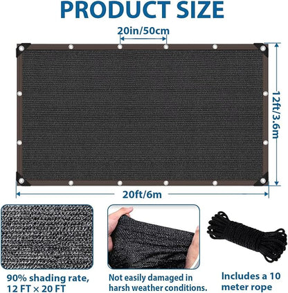 12 x 20 FT Shade Cloth for Garden, 90% Mesh Tarp - Image 6