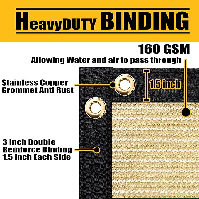 Customized 8' x 59' Beige Fence Privacy Screen,with Bindings & Grommets,Heavy Duty for Gardens,Backyard,Patio,Tennis Court,Pool,Construction Project, We Make Custom Sizes