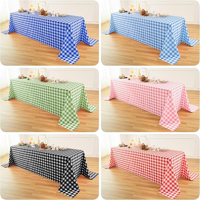 Waterproof Checkered Tablecloth Fabric - Rectangle 58x84 Inch Classic Gingham Buffalo Plaid Table Cloth for Indoor/Outdoor Use - Washable Table Cover for Kitchen, BBQs, and Parties