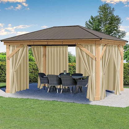 HolidayIdeas Outdoor Patio Curtains Waterproof 6 Panels 54x95 Inch- Protect Privacy & Weatherproof Rod PocketBalcony Outdoor Curtains for Apartments,Porch, Gazebo, Pergola, Sliding Glass Door, Cream