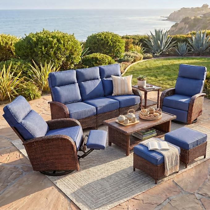 Resort-Grade Recliners Patio Furniture, 6.2" Ultra Thick Cushions | Heavy Duty by VELSCAPE