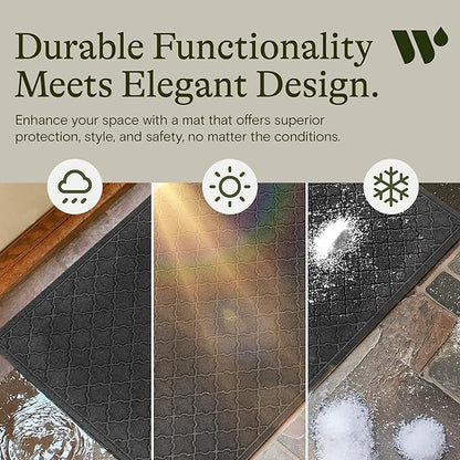 WaterHog Heavy Duty Doorway Mat, 3' x 5', Made in USA, Durable & Skid-Resistant Entryway Mat, Water-Trapping, Indoor/Outdoor Decorative Floor Covering, Cordova Collection, Charcoal
