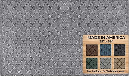 WaterHog Heavy Duty Doorway Mat, 3' x 5', Made in USA, Durable & Skid-Resistant Entryway Mat, Water-Trapping, Indoor/Outdoor Decorative Floor Covering, Cordova Collection, Medium Grey