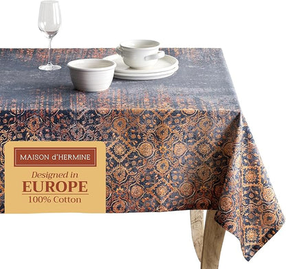 Maison d' Hermine Table Cloth Rectangle Table 100% Cotton 60 x 120 Inches Fall Tablecloth Reusable Everyday Use for Thanksgiving Christmas Decorations Dining Farmhouse Party (Imperfection)