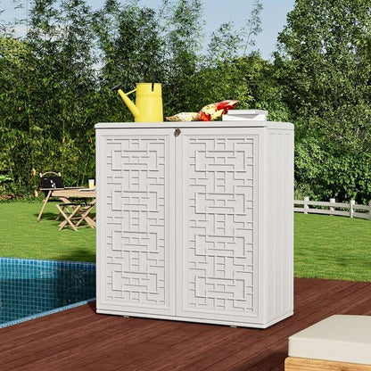 ZZM HDPE Outdoor Storage Shed, Outdoor Plastic Storage Cabinet, Horizontal - Image 5