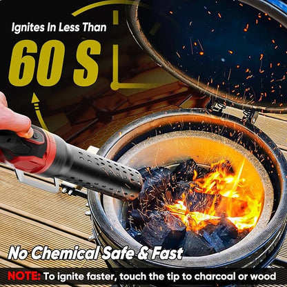 SHALL Electric Charcoal Starter Fire Lighter with Air Blower, 60S Rises to 1292℉ Chemical Free Heated for BBQ Smoker, Grill Starter, Wood Burning Fireplaces & Fire Pits | 9.19ft Cable