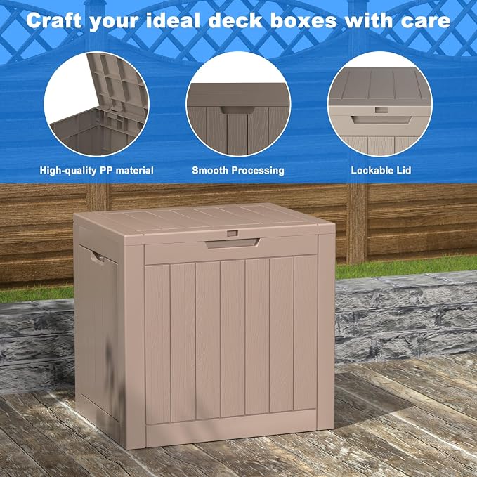 PatioZen 35 Gallon Deck Box Outdoor, Weatherproof Resin Patio Storage Box - Image 6