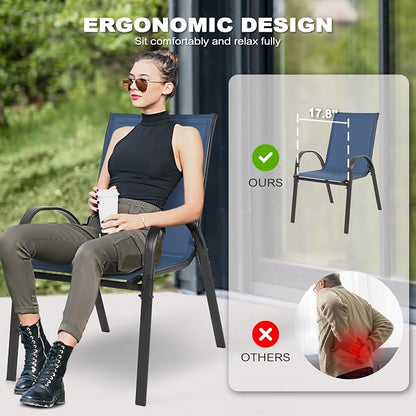 NUU GARDEN Patio Dining Chairs Set of 4, Stackable Outdoor Textilene Chairs - Image 8