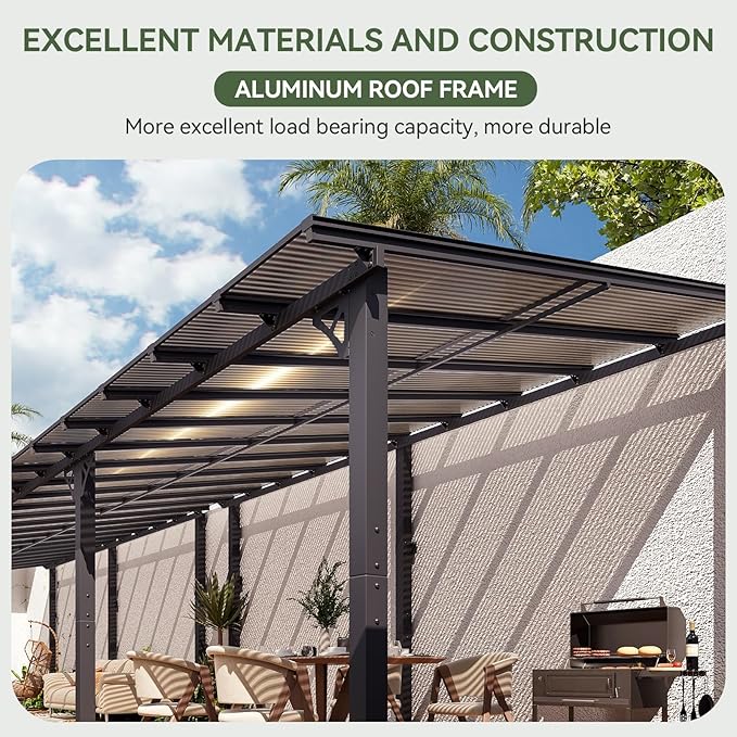 Aoxun 26’x10’ Gazebo with Aluminum Frame & Polycarbonate Panel, Outdoor Patio - Image 5