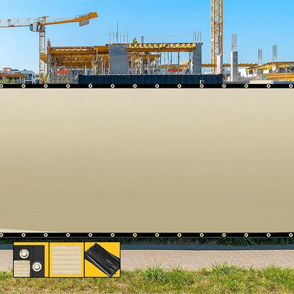 Customized 8' x 6' Beige Fence Privacy Screen,with Bindings & Grommets,Heavy Duty for Gardens,Backyard,Patio,Tennis Court,Pool,Construction Project, We Make Custom Sizes