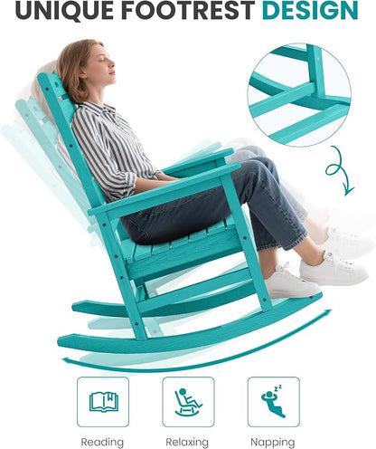 SERWALL Outdoor Rocking Chair Set of 4, HDPE Rocker - Image 7