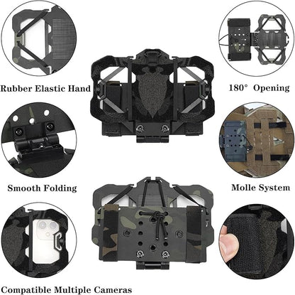 Tactical Phone Holder Available in Full Size Plate Carrier Phone Mount Adjust Nylon Molle Phones Holder for Tactical,Car,Office (MCBK)