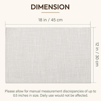 Blue Forest Placemats Set of 6, Dual-Layered Thickened Faux Linen Cloth Place Mats Heat Resistant Machine Washable Wrinkle Free Table Mats Indoor/Outdoor (CreamBeige)