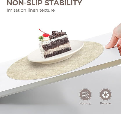 13" Round Placemats Set of 4, NCUE Dual-Sided Faux Leather Heat Resistant Table Mats, Waterproof Oilproof Washable Protective Table Placemats with Coaster, Wipeable Vinyl for Indoor & Outdoor Use