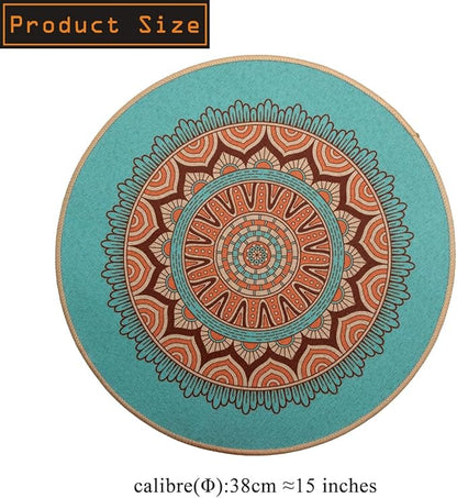 PIGCHCY Round Boho Placemats Set of 6, Rubber Heat Resistant Tabel Mats, Waterproof Washable Placemat for Dining Table Decoration (Teal)