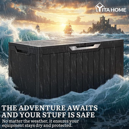 YITAHOME 100 Gallon Large Outdoor Storage Box | Water Resistant Resin Deck Box - Image 5